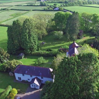 Aerial view of Manor Bedw Holiday Cottage near Narberth Pembrokeshire